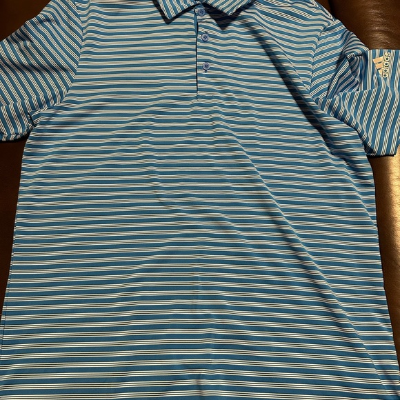 Adidas Men's Blue Striped Polo Golf Shirt - Bin 5 - Picture 1 of 3